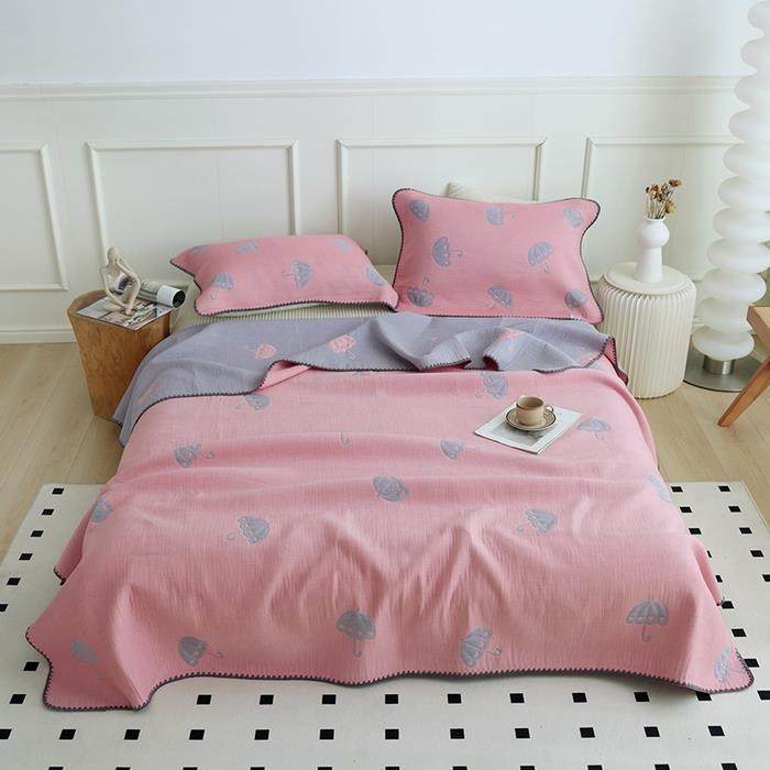 夏季凉感毛巾被新柔绵绵风贝壳针复合工艺六层纱布线毯薄款夏凉被