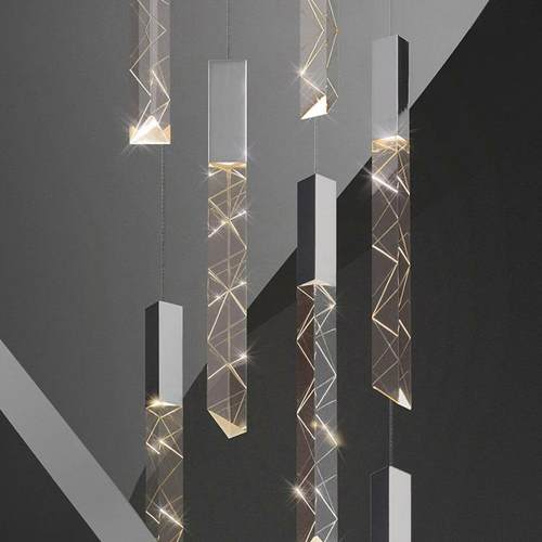 法式轻奢楼梯吊灯loft复式楼客厅水晶大吊灯卧室旋转楼梯间长吊灯