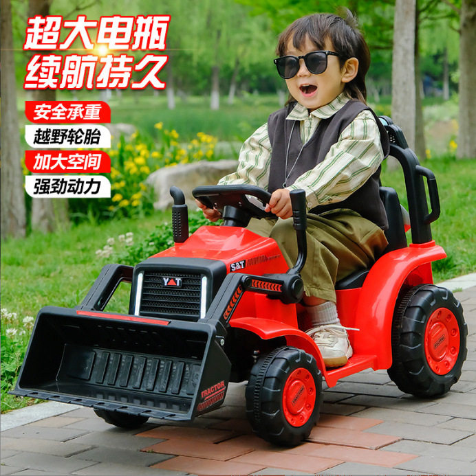 儿童推土机玩具车挖土机可坐可骑大号全电动遥控男孩工程车