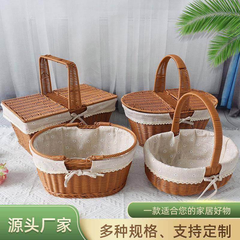 仿藤收纳篮花篮购物篮子胶藤编水果篮手提篮菜蓝野餐篮鸡蛋收纳框,工业油品/胶粘/化学/实验室用品,其他实验室设备,淘宝优惠券,粉丝福利购,淘宝优惠卷