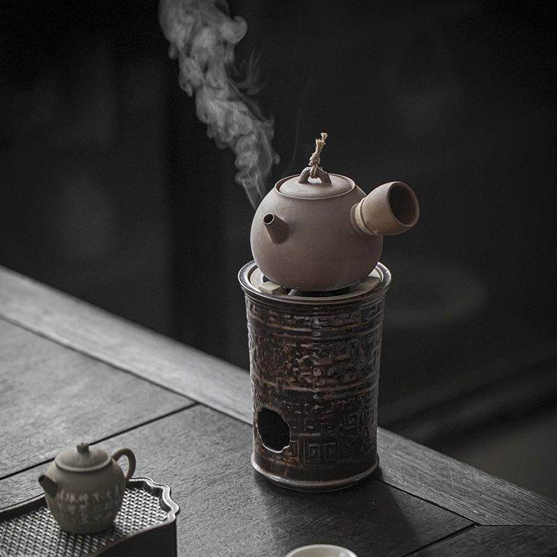 日式风炉烧水煮茶炉碳火炉家用复古陶瓷茶炉茶道配件围炉煮茶室内