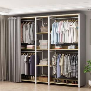 防尘简约落地挂衣架家用卧室衣柜衣橱组装结实耐用布罩衣帽架