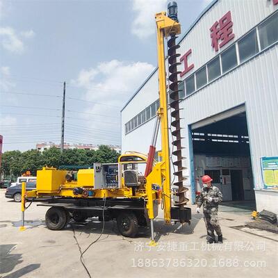 民房地基打桩机胶皮轮电行走打桩机农村圈梁灌注桩引孔机