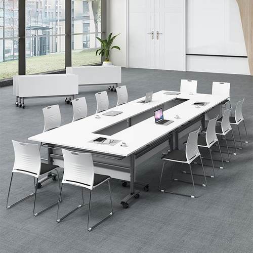 办公移动洽谈洽谈室桌长条可侧翻人会议办公桌拼接组合多折叠会议