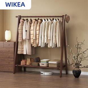 黑胡桃色实木挂衣架落地卧室放脱下的衣服家庭客厅高级感折叠衣帽