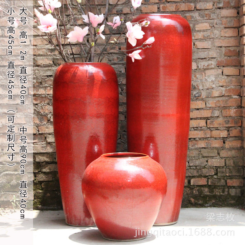 陶瓷落地花瓶颜色釉窑变插花瓶现代欧式客厅酒店别墅摆件大花瓶