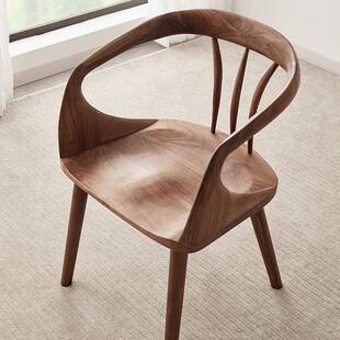 北美黑胡桃木实木餐椅日式家用白蜡木靠背书椅书桌休闲椅全实木