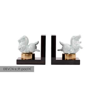 现代新中式 饰品 样板房书档摆件陶瓷马书立客厅卧室办公室书靠软装