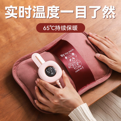 德国2025新款YF新款数显温热水袋国标充电式自动暖水袋毛绒智能防