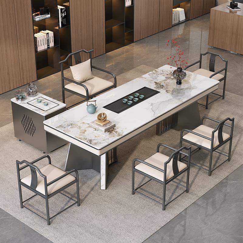 新中式岩板茶桌餐厅阳台茶台桌椅组合简约办公室泡茶家用高端茶桌