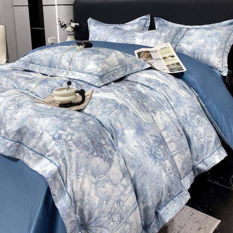 真丝床上四件套100支水洗天丝类冰丝床单夏季凉感被套滑床品