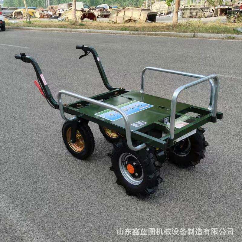 农用果园搬运电动独轮手推车 充电型厂区搬运物料平板车带栏杆
