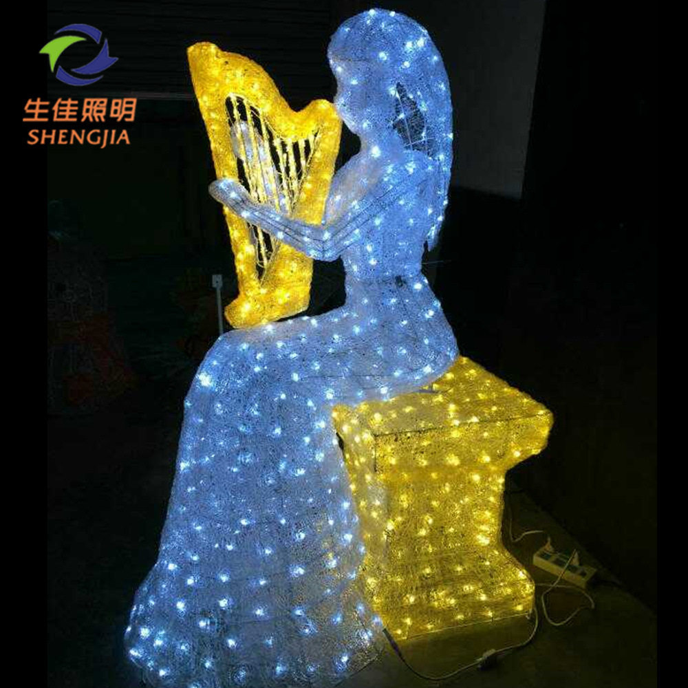 led美女造型灯户外装饰LED滴胶美女拉小提琴海豚造型灯装饰灯