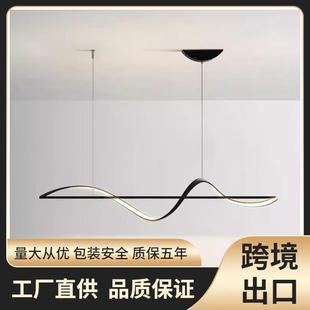 意式 极简线条餐厅吊灯1.6米一字长条设计师饭厅餐桌吧台吊灯具led
