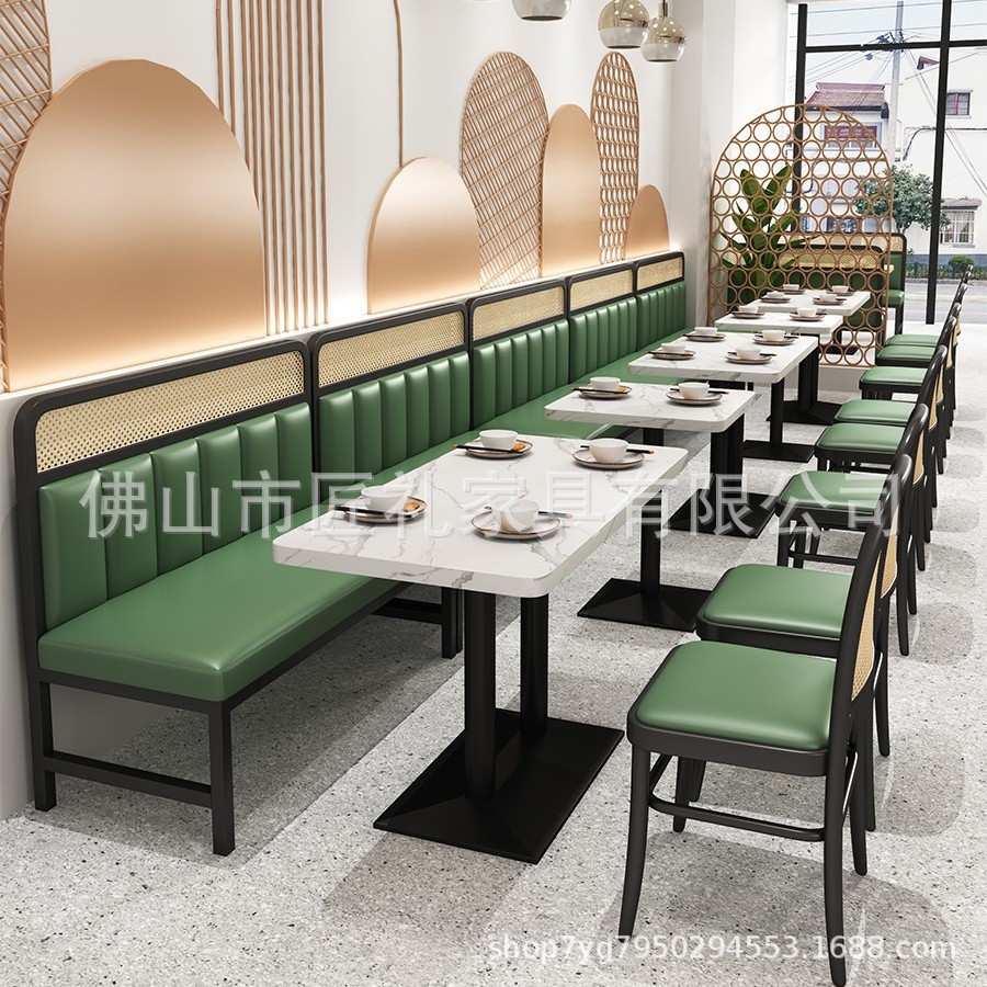 火锅店东南亚餐厅铁艺靠墙卡座沙发饭店餐桌椅组合商用卡座沙发