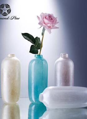 钻石星中式花瓶简约彩色小口玻璃花瓶插花客厅装饰摆件花瓶