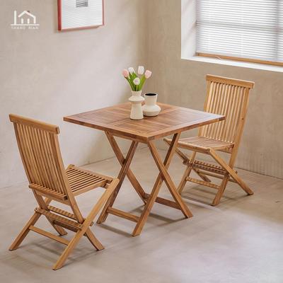 上边朝夕折叠桌民宿柚木实木阳台桌椅组合庭院休闲户外可折叠桌