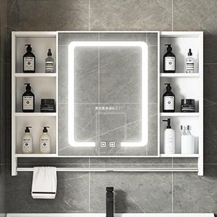 储物式镜子挂墙小户型卫生间太空铝浴室镜柜化妆镜镜箱收纳盒单独