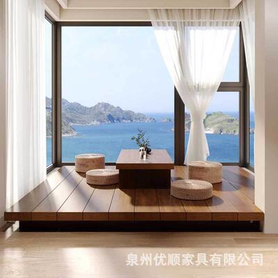 榻榻米床实木床现代简33701约卧室双人床1.米床主卧无头阳台5地床