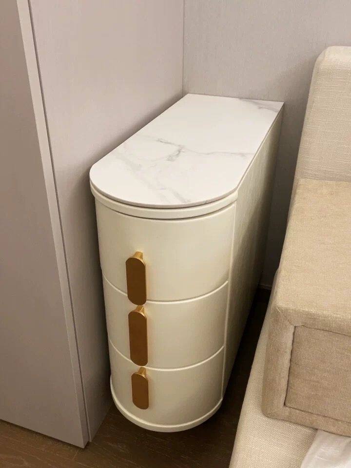 床头柜轻奢现代小型家用沙发边几柜曲面实木侧边柜特价储物柜子