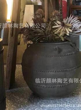 翁缸陶土饰个性陶器复花古花器仿古花盆缸土陶瓦缸艺术盆装JWZ陶
