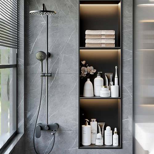 0不锈钢壁龛浴室嵌式卫生间3成品置物架电视76柜金入属分层4隔板