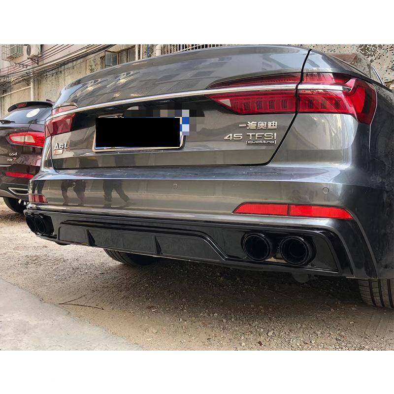 1-2359出25款A6L改装ABT款后亮唇四尾喉S-LINE动感版A6/C8黑尾唇