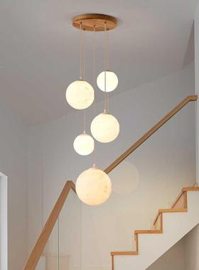 吊2025新款月楼灯别墅梯109挑空客厅楼梯间楼梯灯loft复球式楼大