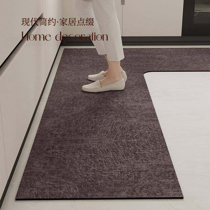 现滑代高感级纯色L厨房地垫皮质感吸水型吸油JP纯色-防防摔耐脏专