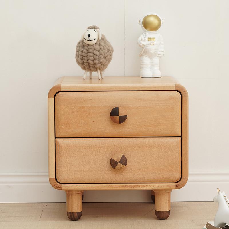床头柜实木木现代储约卧室6105床头双抽收纳柜原风童趣儿童简房物