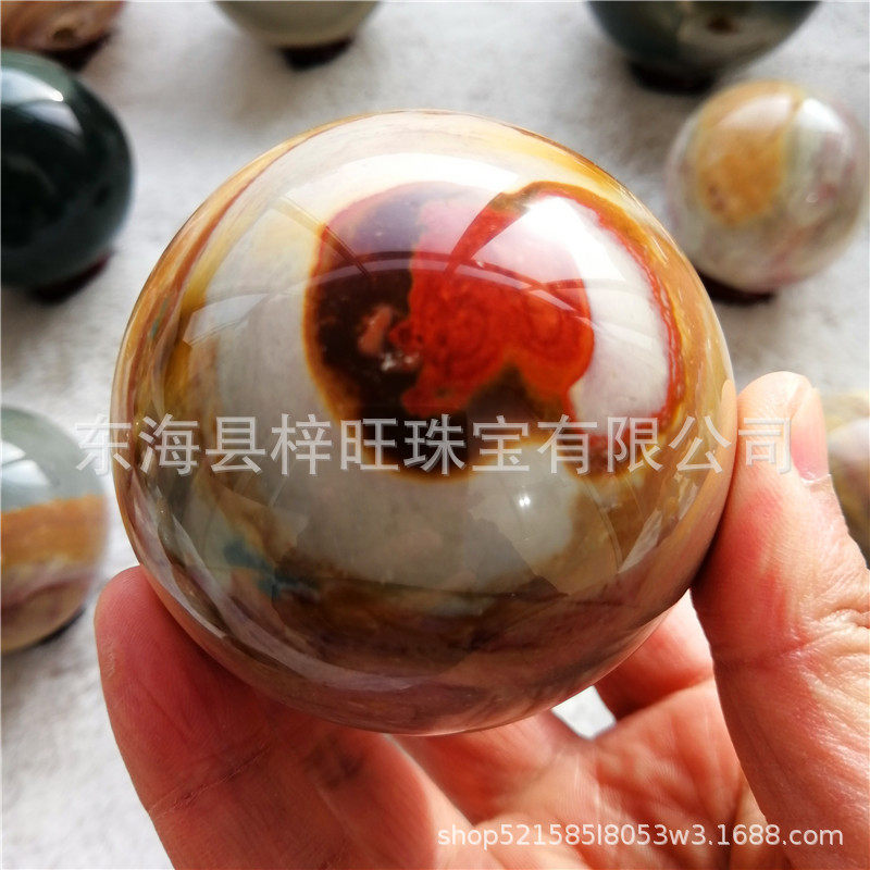 批发天然海洋石球原石水晶工艺品玛瑙球摆件矿标把玩办公桌摆件