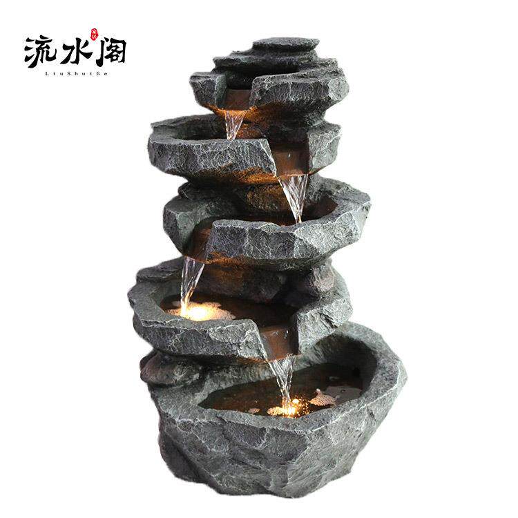 简约欧式风格出口外贸假山流水树脂喷泉工艺品摆件庭院花园装饰