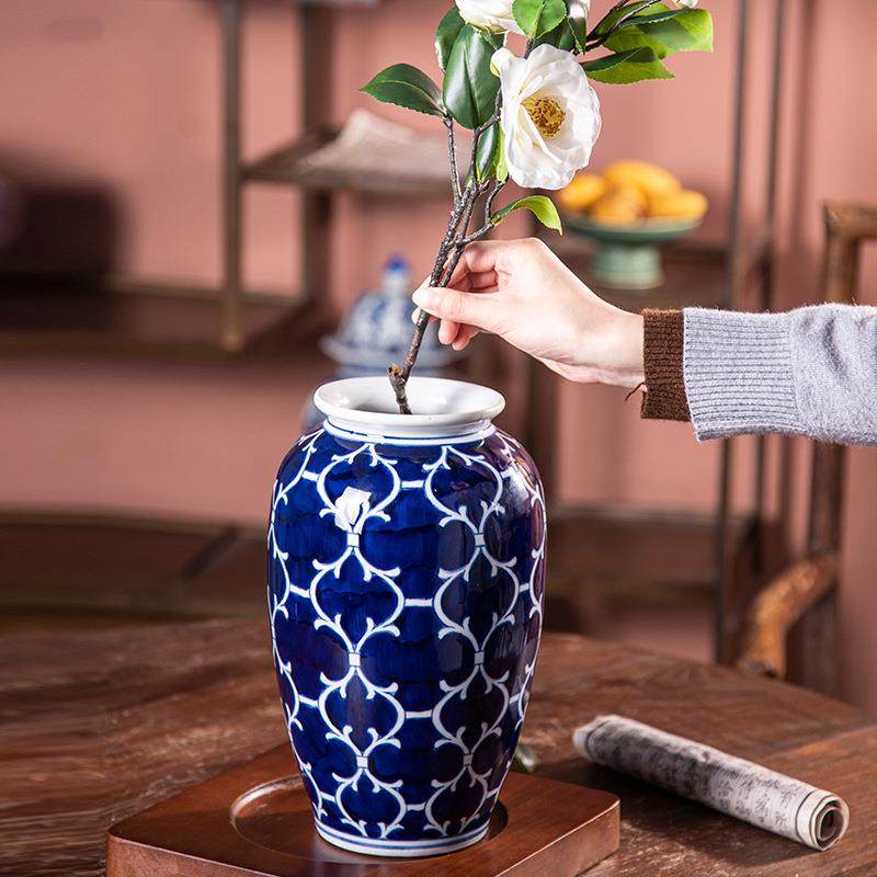 新中式高级感青花瓷复古花瓶客厅玄关装饰品摆件陶瓷创意插花花器,机械设备,其他机械设备,淘宝优惠券,粉丝福利购,淘宝优惠卷
