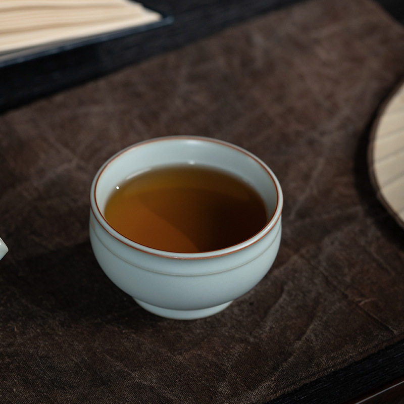 天青汝窑茶杯主人杯高档品茗杯杯子功夫开片家用单杯陶瓷可养茶具
