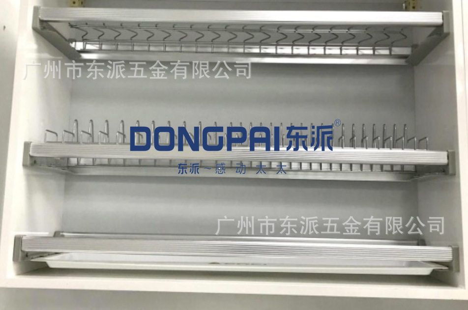 吊柜304电解不锈钢三层碗碟篮滴水架(2个碗篮1个碟篮)3个接水盘