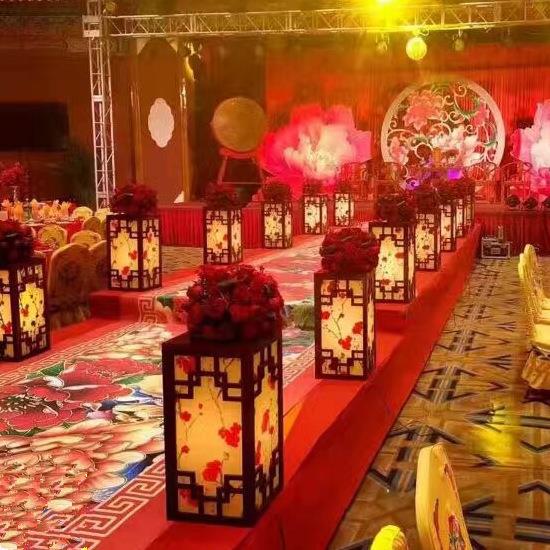 新中式婚庆路引中国风木质方柱梅花路引中式婚庆道具灯光路引