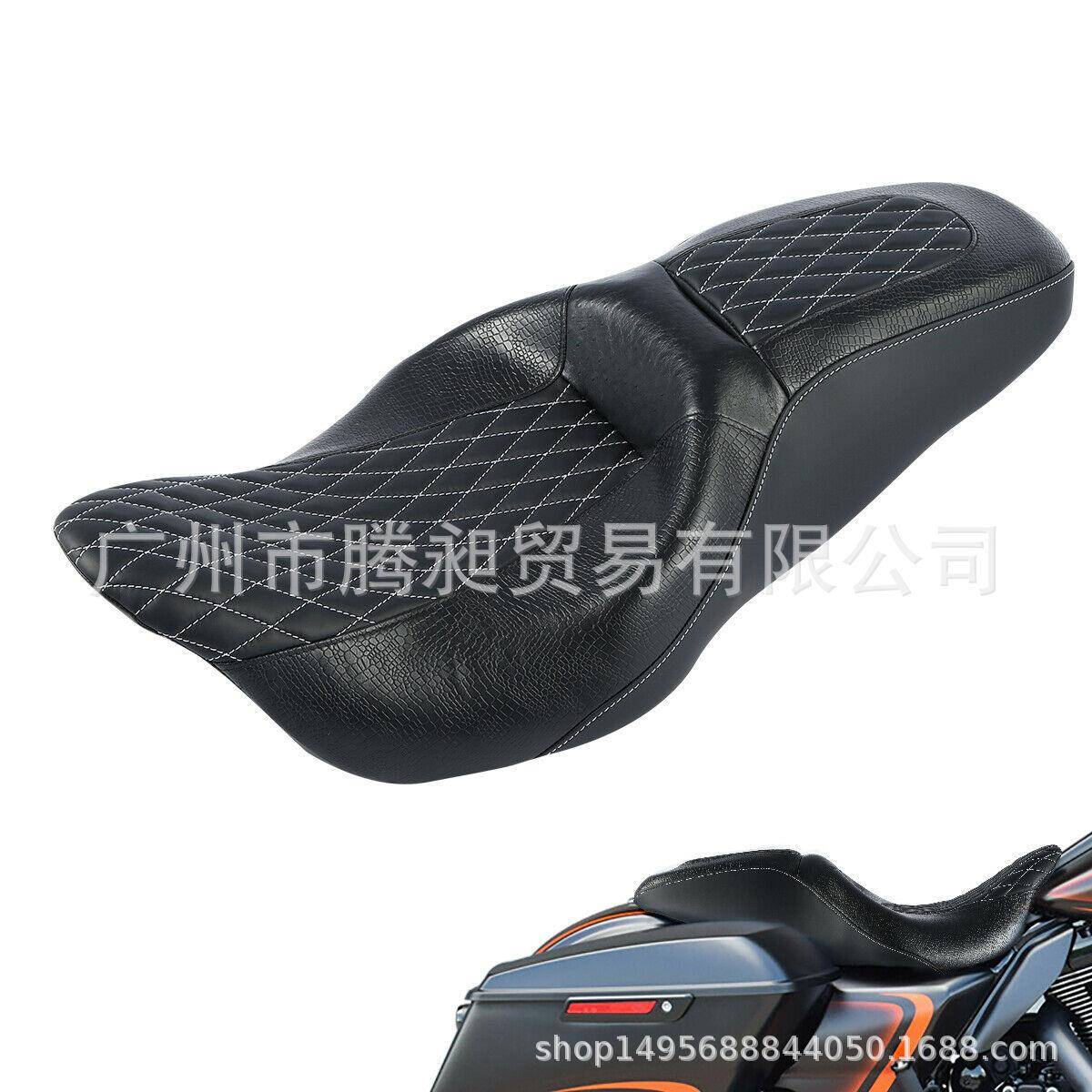 适用于哈雷旅游者滑翔2009-2020皮＋超纤驾驶员乘客座椅套装坐垫