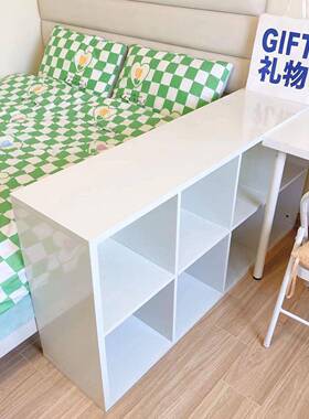 书柜八格书架置架格子柜床边隔断柜柜半物围白色纳收柜包子储SBF