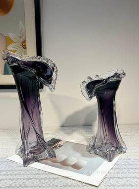 意风手创工花边紫色渐变花瓶摆件高708级样房软板装居家饰品客厅