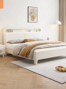 实木床现代物简约储人床色白奶油风单双床卧室北KAS欧主卧小户型