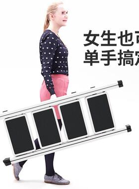 梯子家用折dSkG4HE2梯叠伸缩人功爬字梯扶手室内多能梯加厚楼梯三