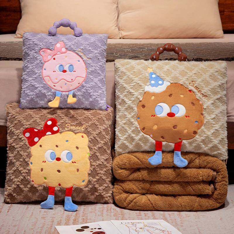 暖绒时尚手拎加厚抱被子两曲奇饼干汽车用沙发盖毯办公室学生枕午,居家布艺,抱枕被,淘宝优惠券,粉丝福利购,淘宝优惠卷