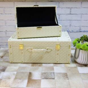 简约米色衣样房装 别YA043场墅 饰手板提箱帽间收纳储物箱现代软装