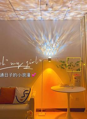 新款水波纹双头氛围灯网38627日背红拍照灯落日投影抖音直播景落