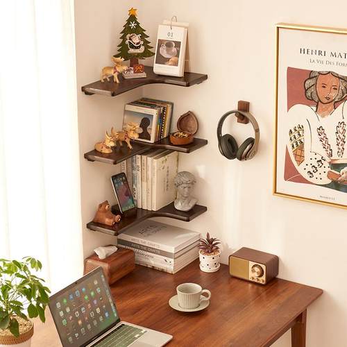 实木板墙角置架物架厨房墙上78050131度拐角书隔面板悬空搁墙转角