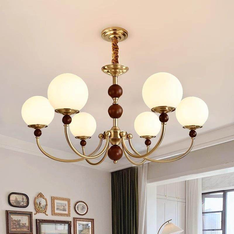 美式复古吊灯法式古大气客厅实灯南洋风木66233魔厅豆中餐卧室房