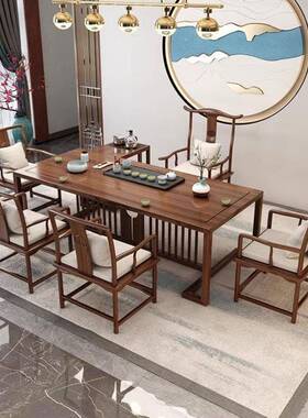 罗汉床沙新桌中式桌椅组合实茶木功夫茶茶道桌禅发PQA意会客泡茶