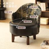 实木沙椅家用客厅阳台人休闲单椅舒适旋座椅久坐靠发背沙发转980