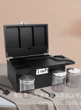 家居装饰多功能饰竹木烟丝收纳盒精美木制储盒家居装物收黑色纳储