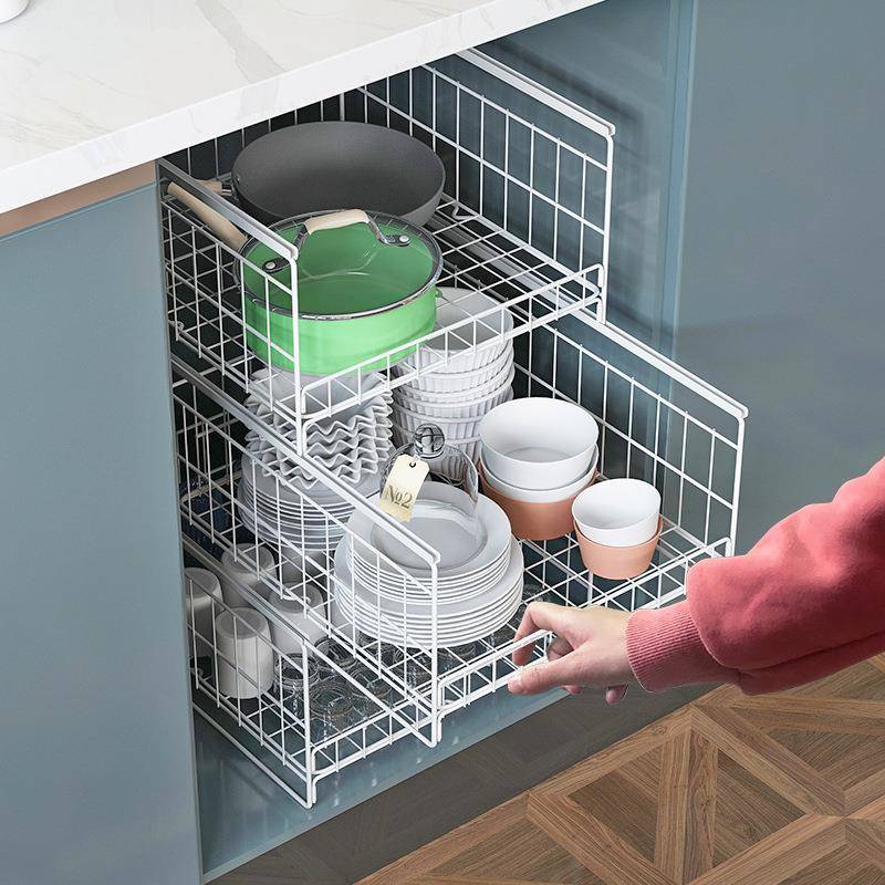 房抽屉厨收纳分层碗架碟沥水架橱内抽屉架碗筷柜碗盘餐碗具碗具置